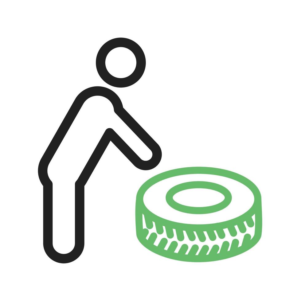 Fixing Punctured Tyre Line Green and Black Icon vector