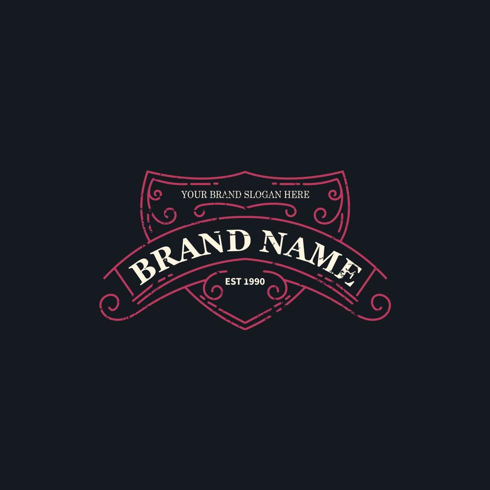 vintage logo template with grunge effect vector