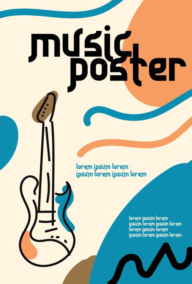 music festival flyer. music Vector illustration with vintage style