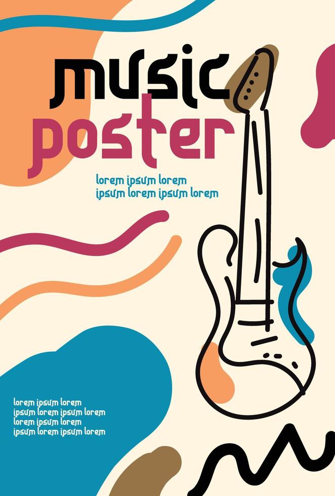 music festival flyer. music Vector illustration with vintage style