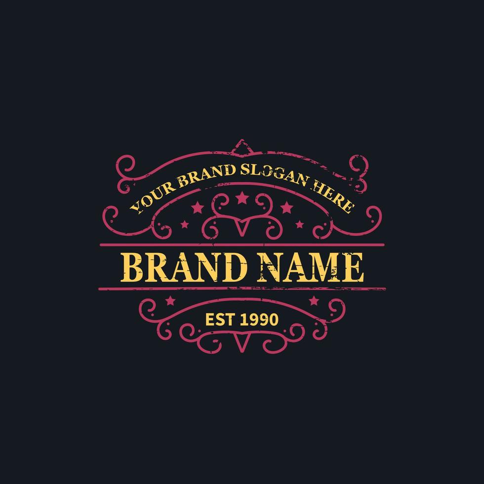 vintage logo template with grunge effect vector