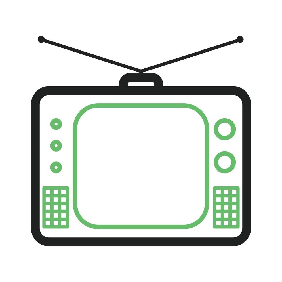 TV Set Line Green and Black Icon vector