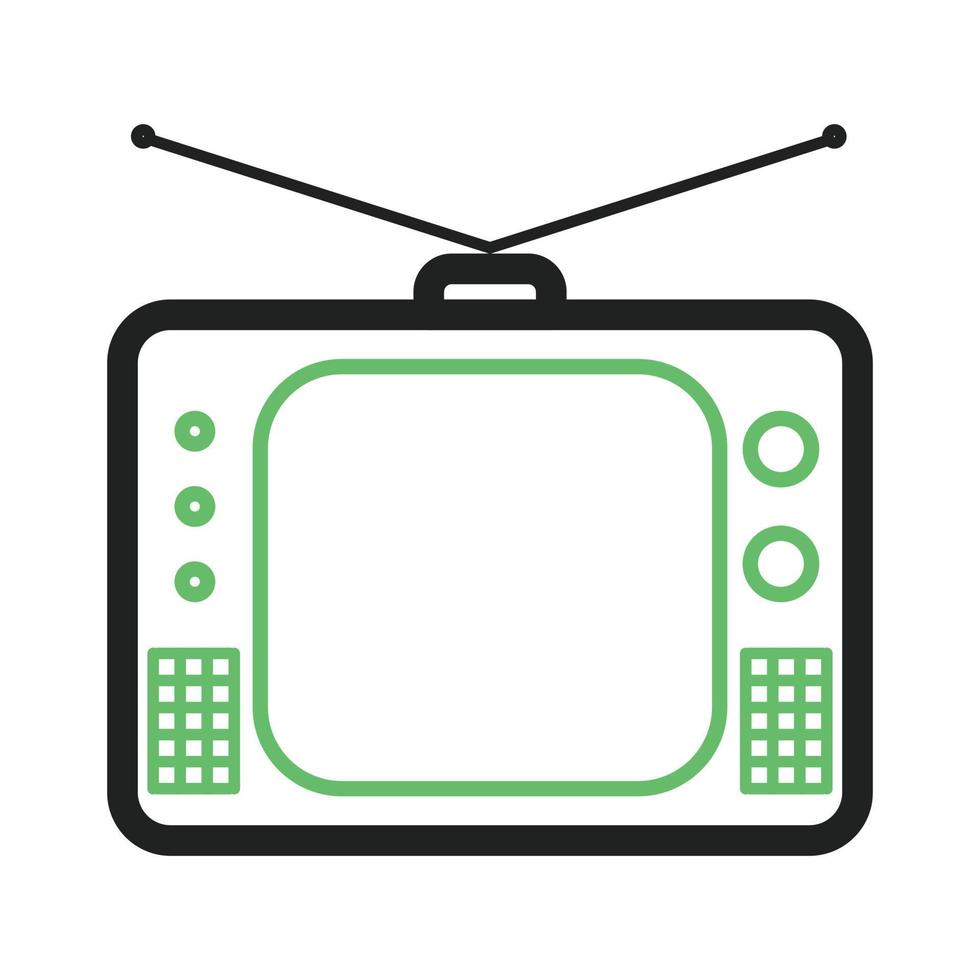 línea de televisor icono verde y negro vector