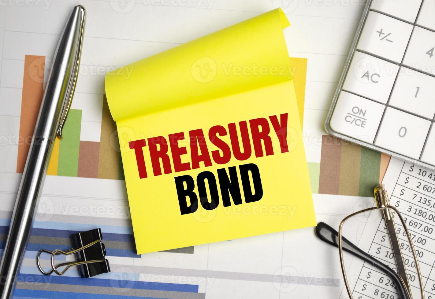 yellow paper with the text Treasury bonds photo