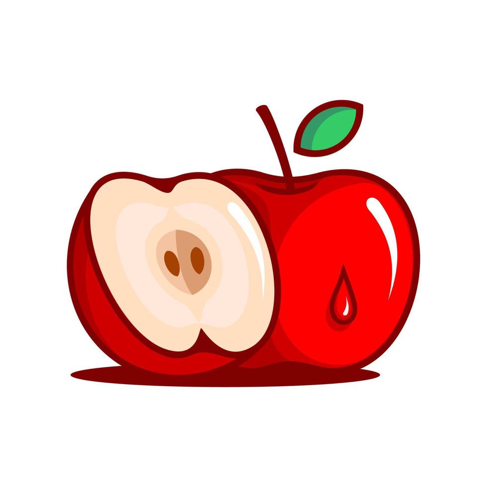 ilustración vectorial de manzana roja, manzana partida vector