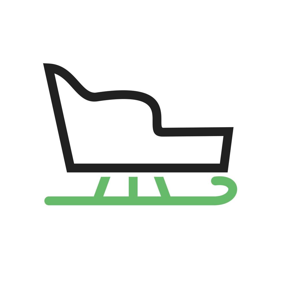 Sled with seat Line Green and Black Icon vector