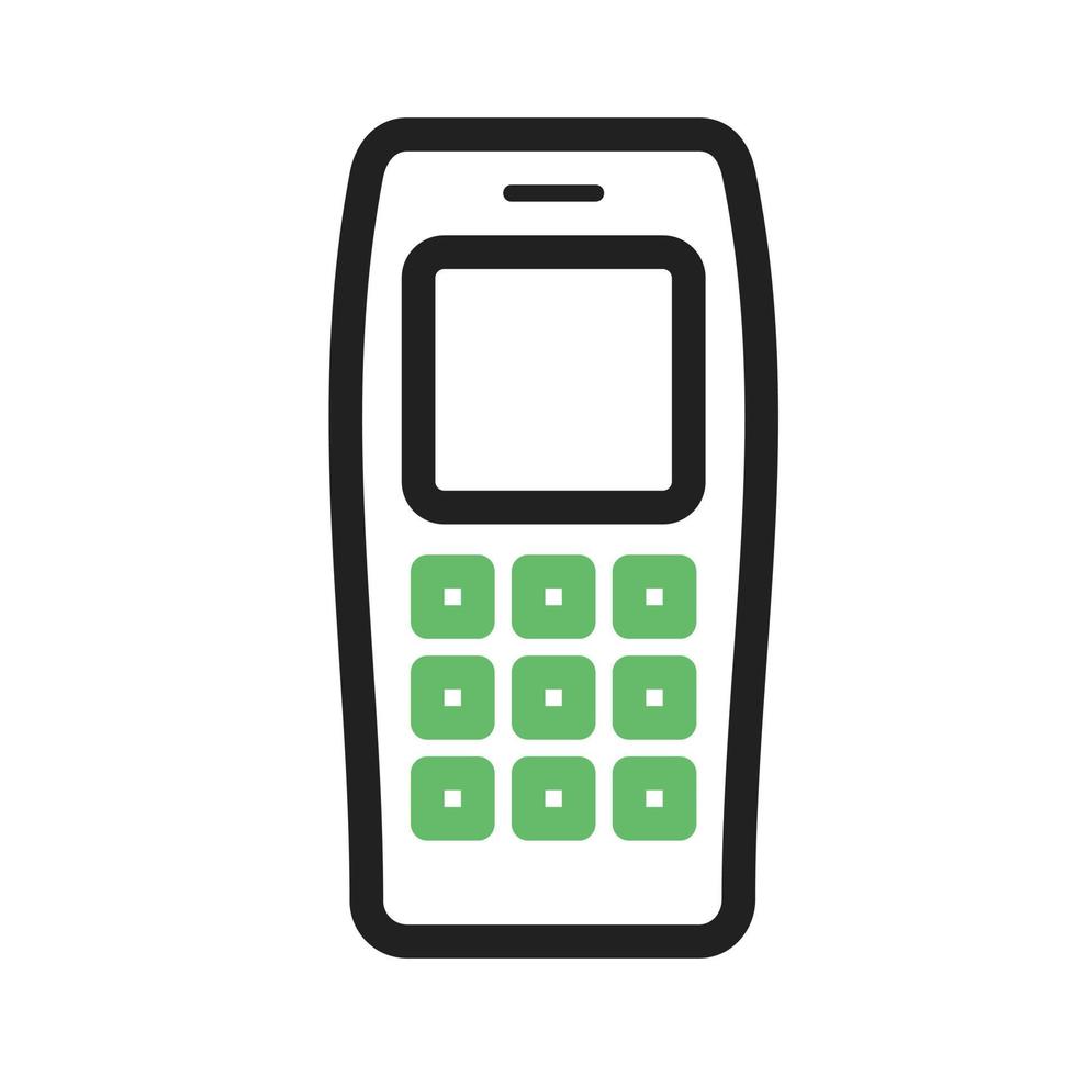 línea de teléfono celular icono verde y negro vector