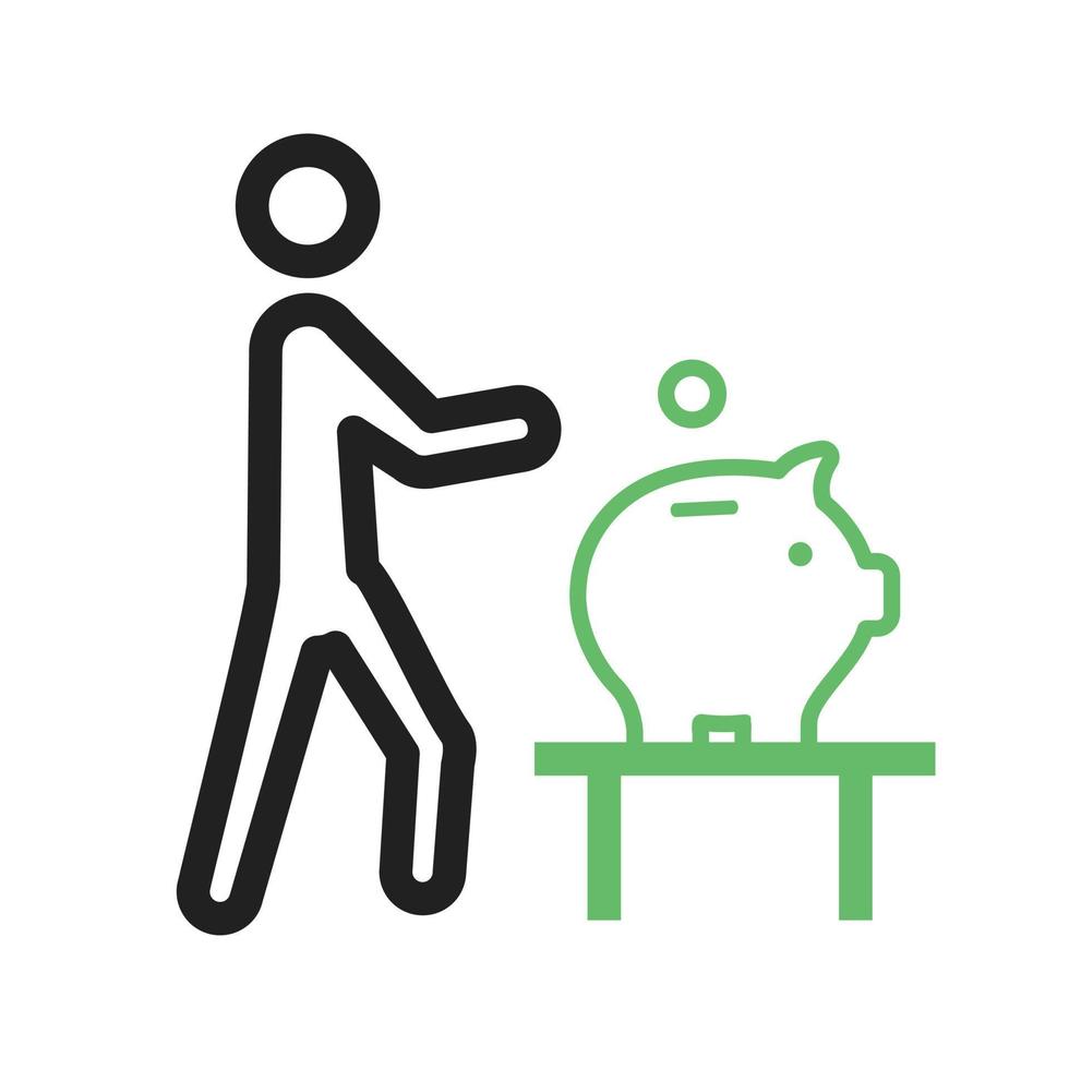 Man Saving Money Line Green and Black Icon vector
