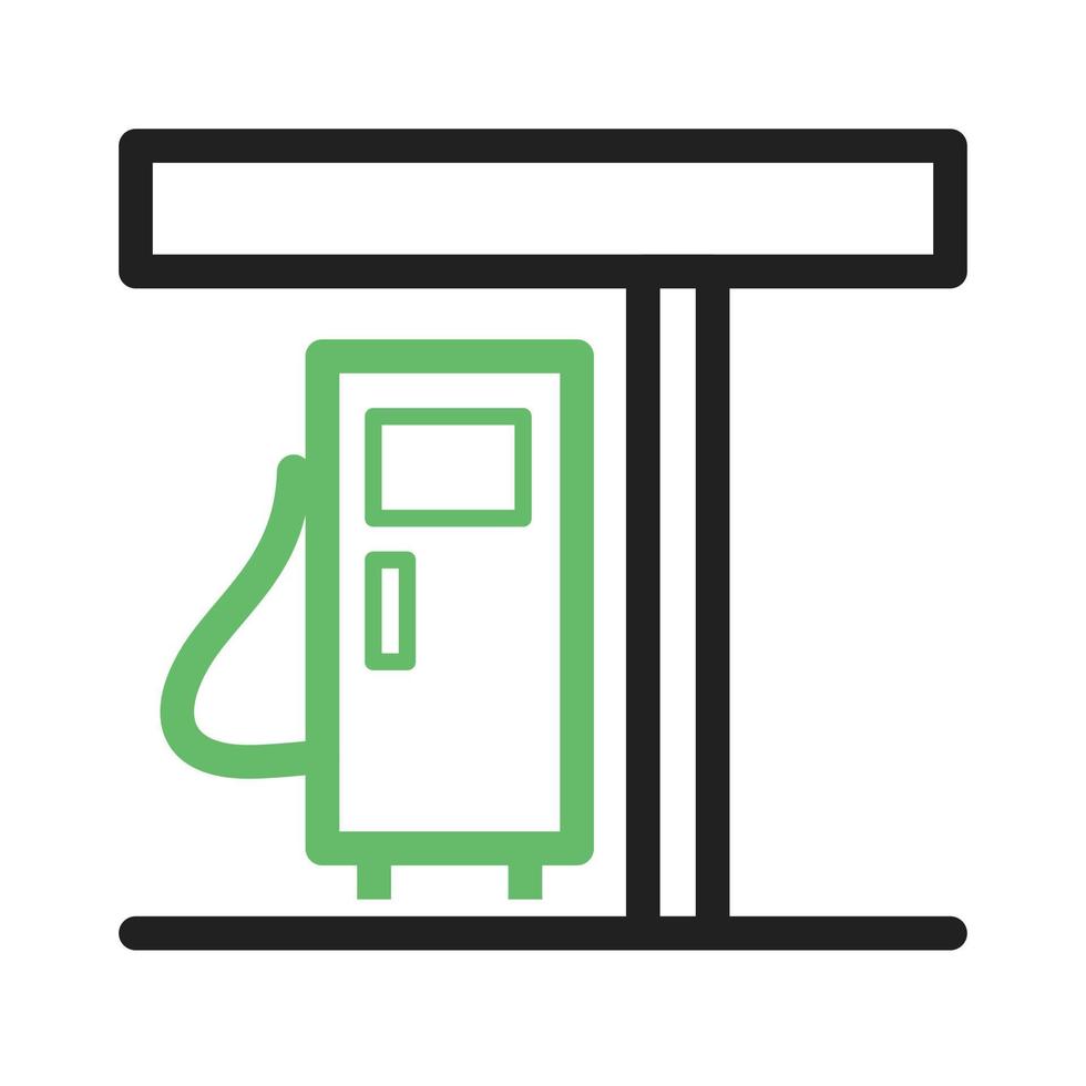 línea de gasolinera icono verde y negro vector