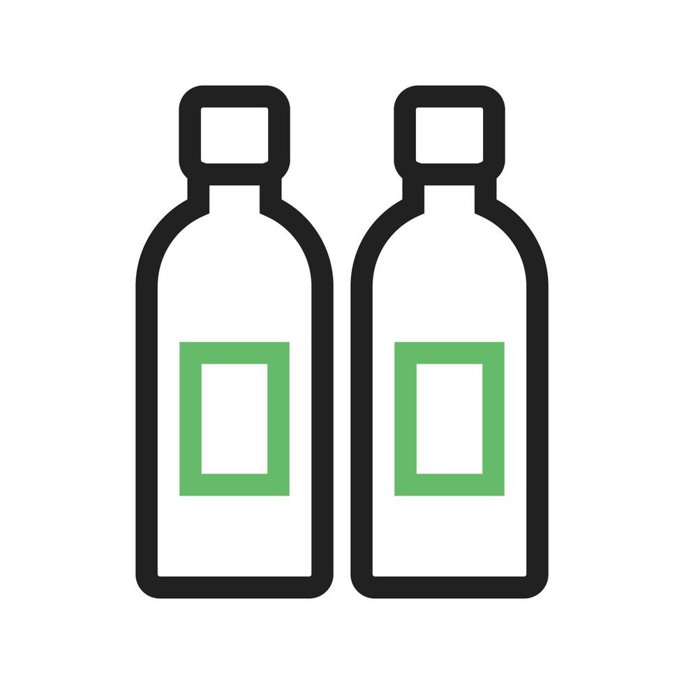 Two Bottles Line Green and Black Icon vector