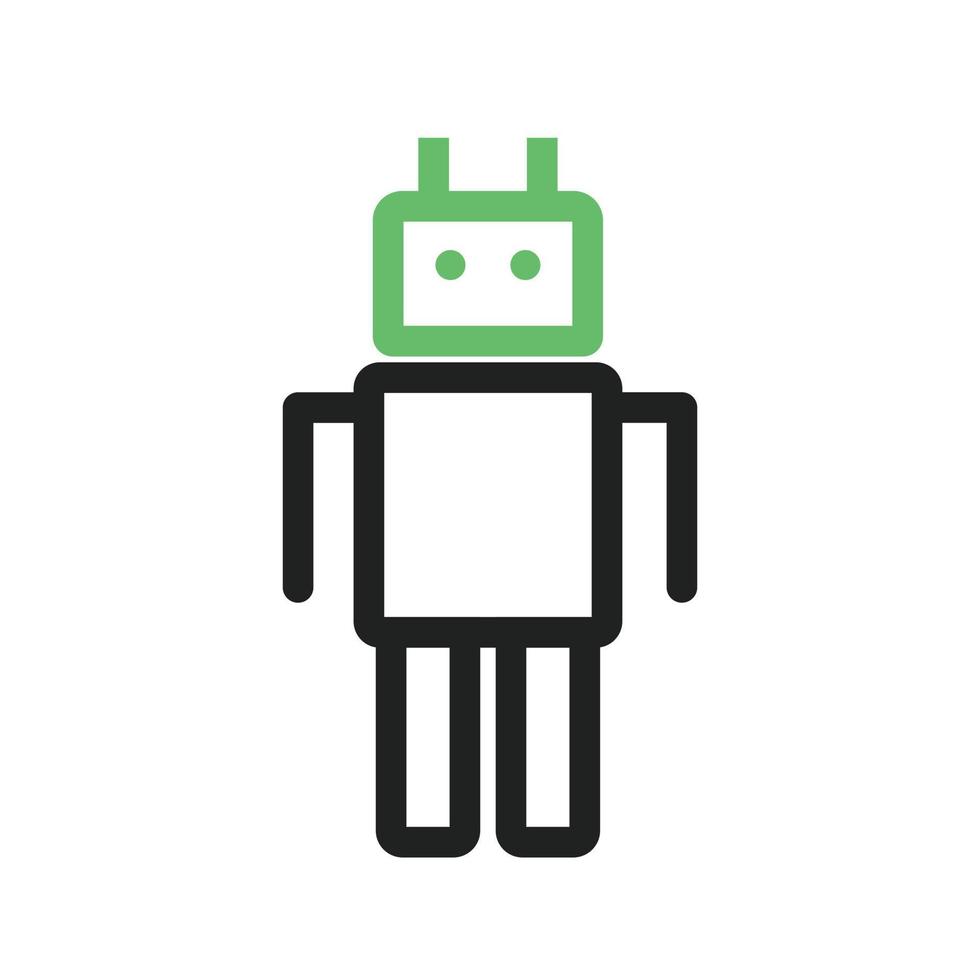 robot i línea icono verde y negro vector