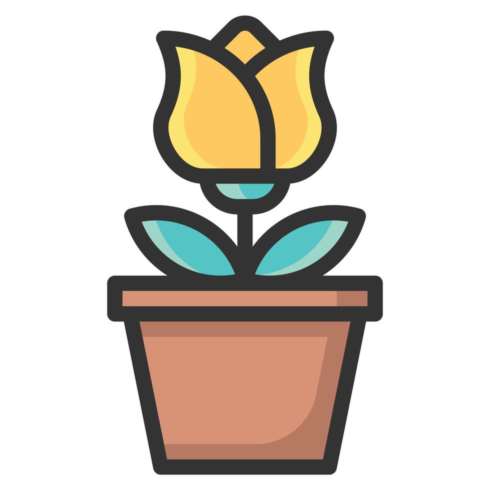 Flower Pot icon line color vector illustration