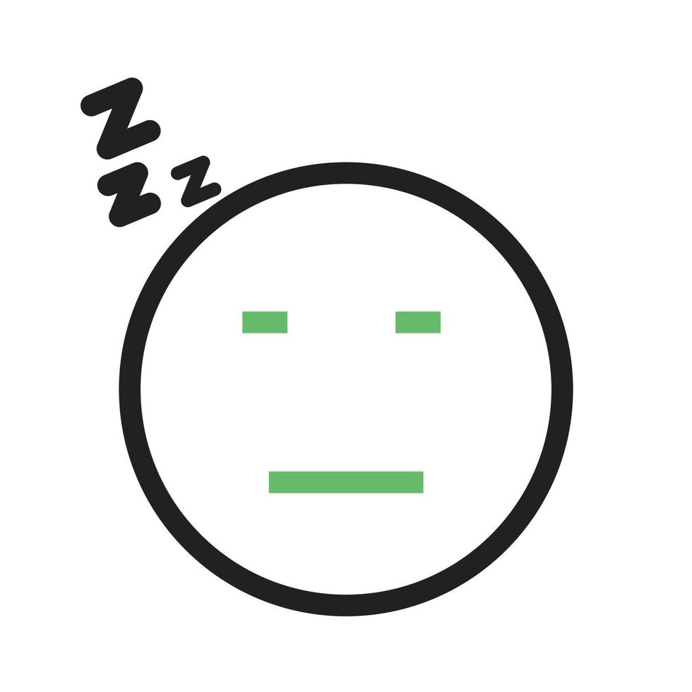 Sleepy I Line Green and Black Icon vector