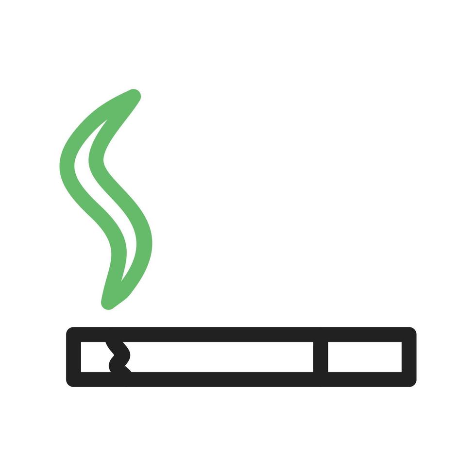 Lit Cigarette Line Green and Black Icon vector