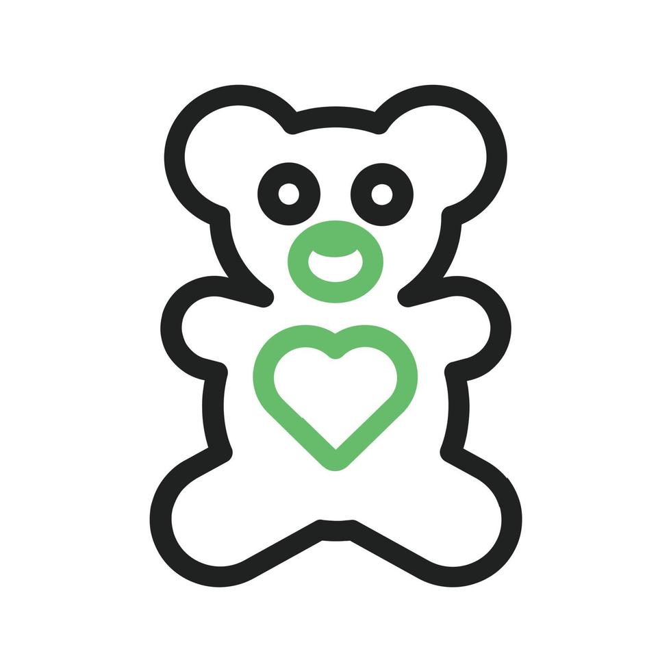Stuffed Bear Line Green and Black Icon vector