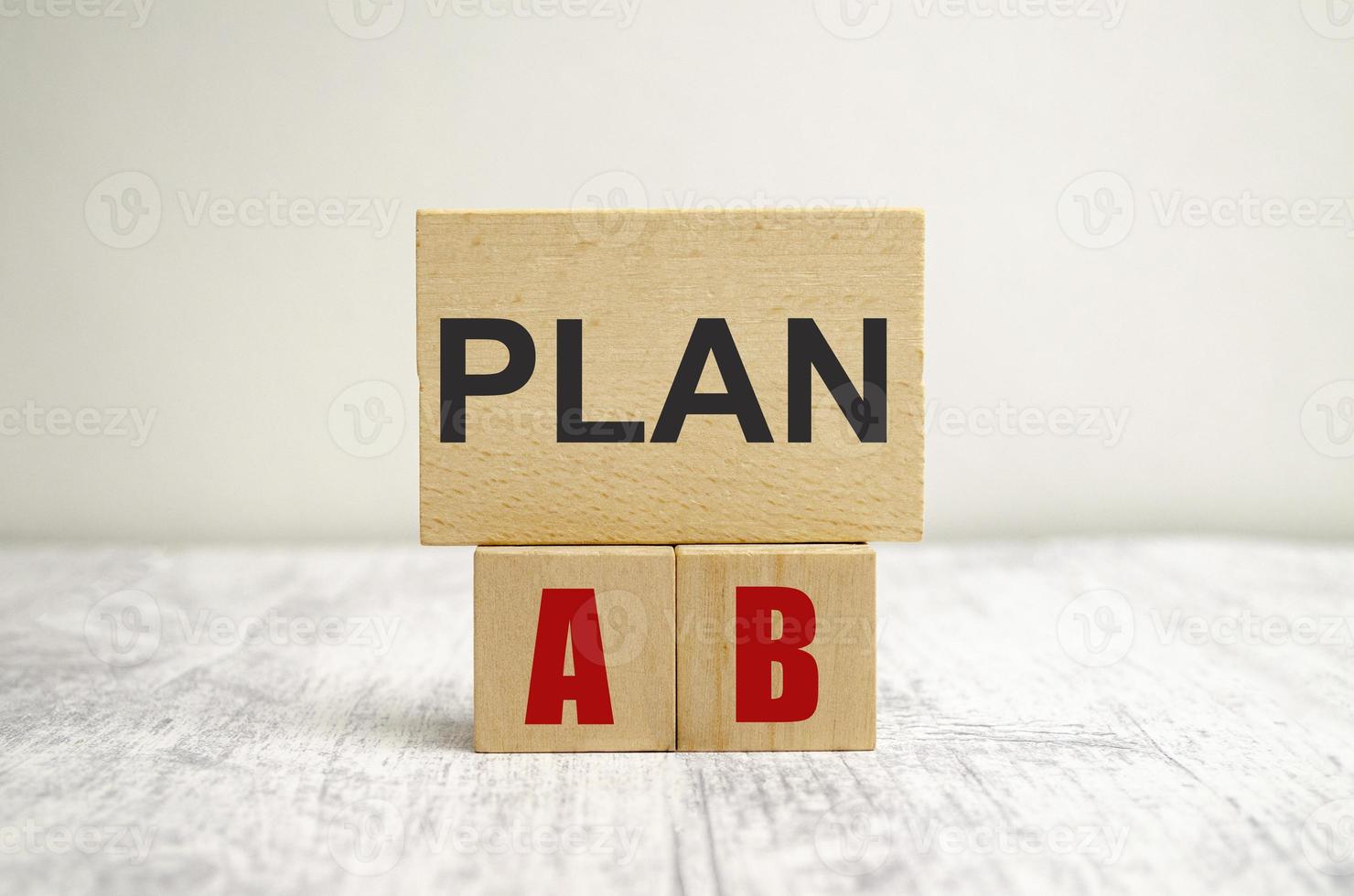 Plan A or Plan B in wooden blocks, Front View, photo