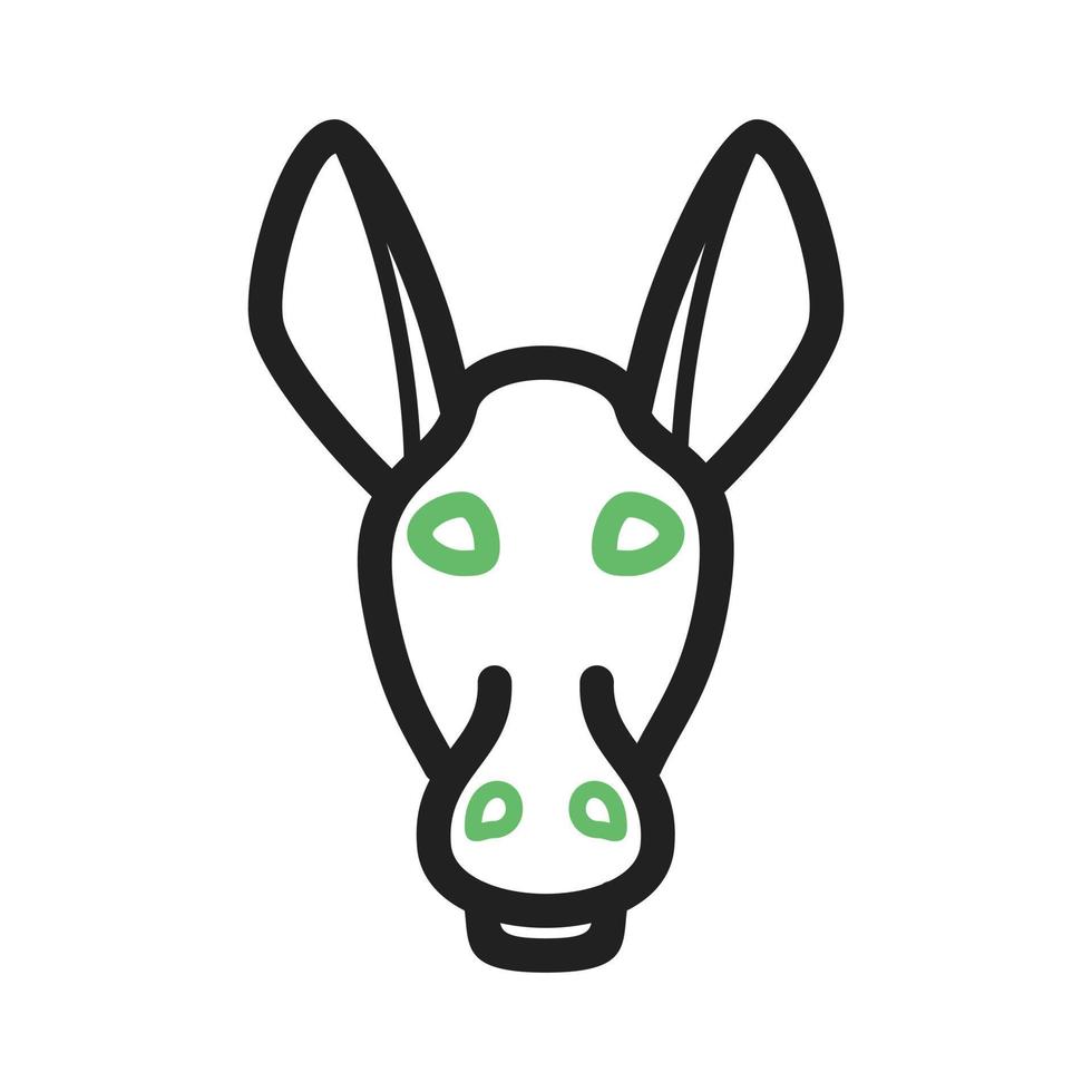 línea de cara de burro icono verde y negro vector