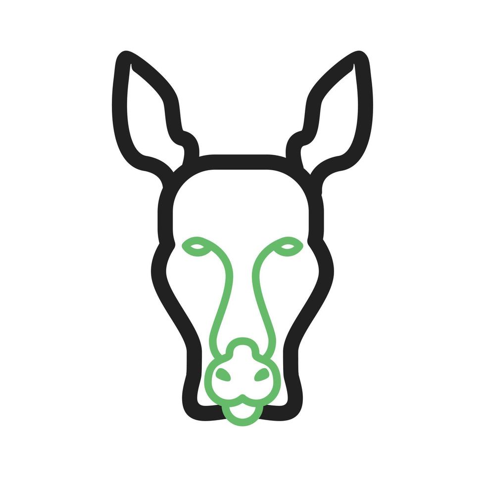 Kangaroo Face Line Green and Black Icon vector