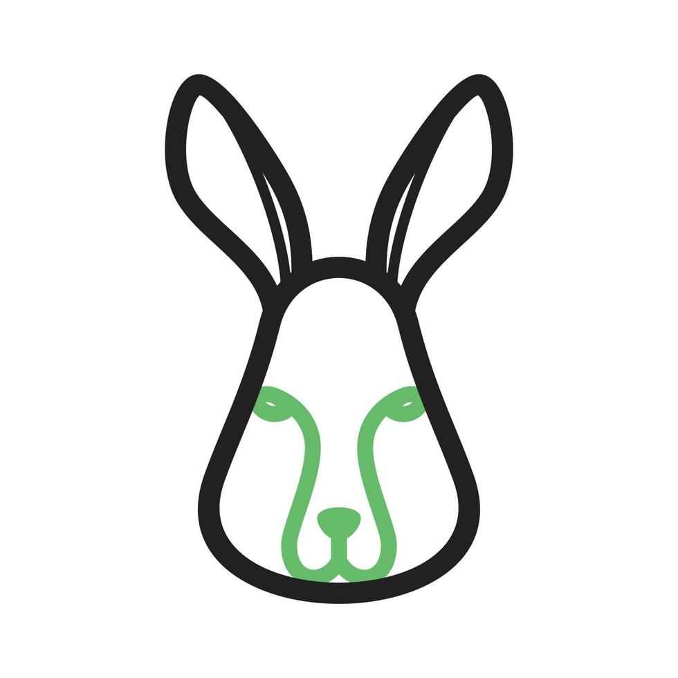 Rabbit Face Line Green and Black Icon vector