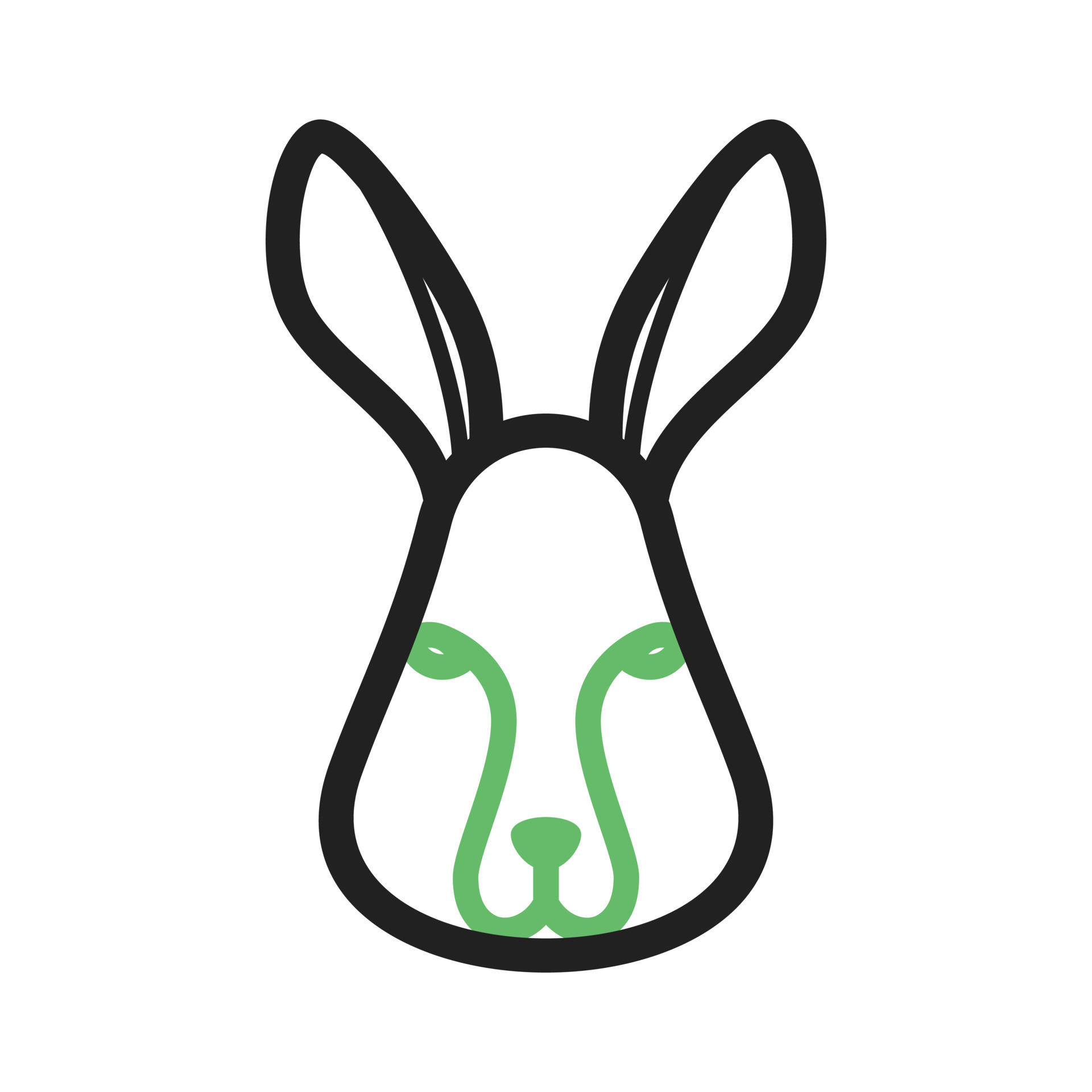 Rabbit Face Line Green and Black Icon 9691305 Vector Art at Vecteezy