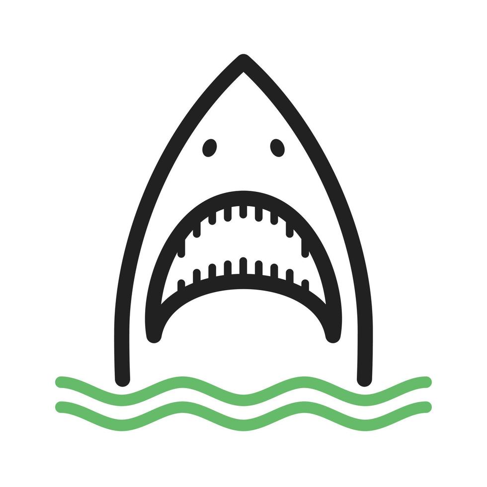 línea de cara de tiburón icono verde y negro vector
