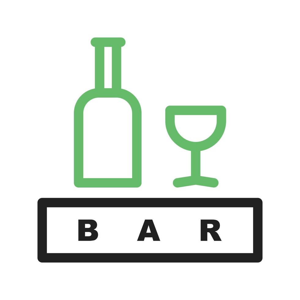 Bar Sign Line Green and Black Icon vector