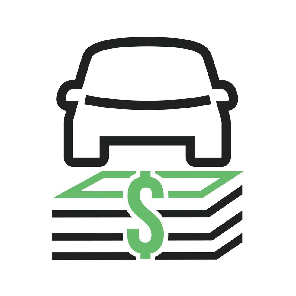 línea de financiación de automóviles icono verde y negro vector