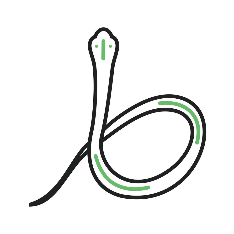 Snake Line Green and Black Icon vector