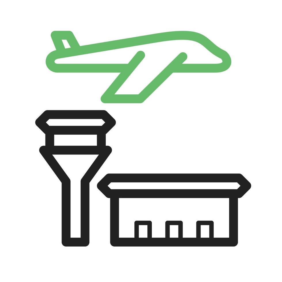 línea de aeropuerto icono verde y negro vector