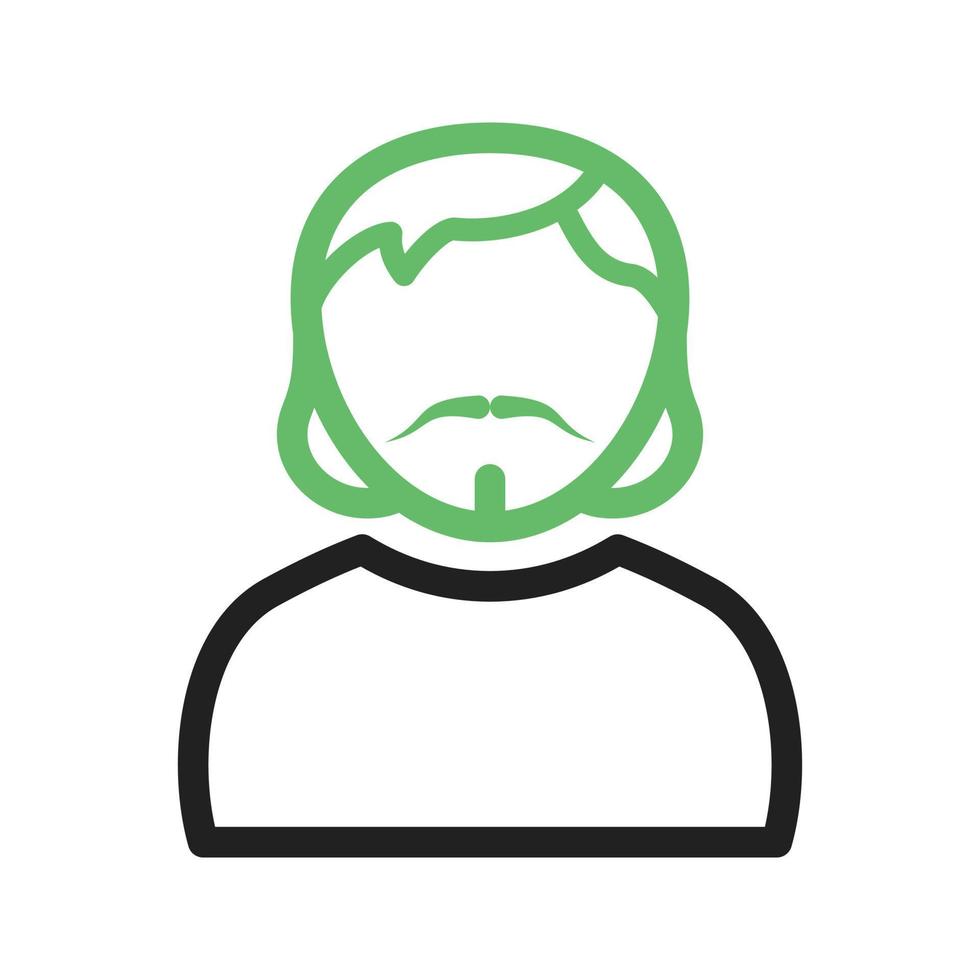 Man in Goatee Line Green and Black Icon vector