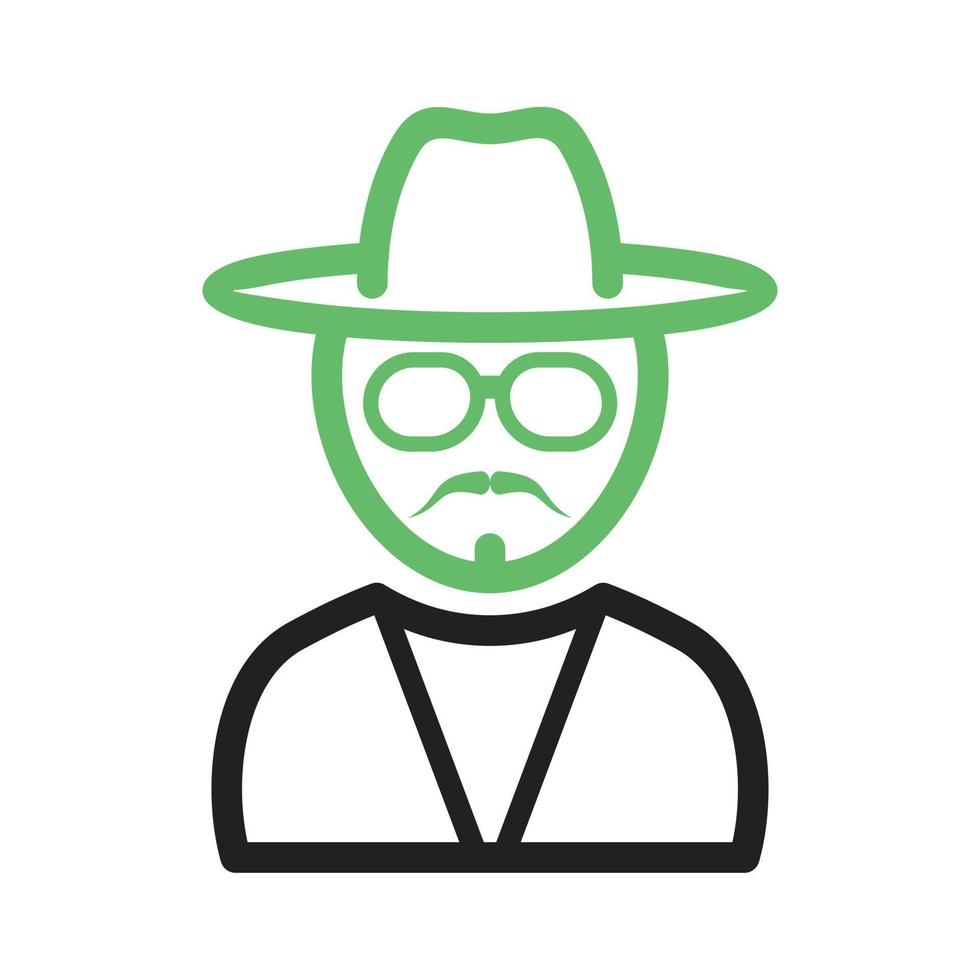 Hipster Man in Shades Line Green and Black Icon vector