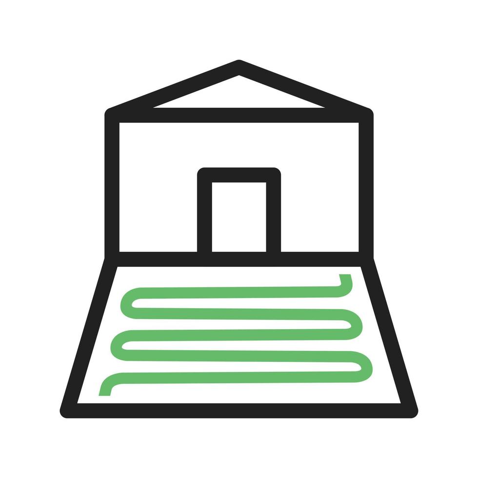 Underfloor Heating Line Green and Black Icon vector