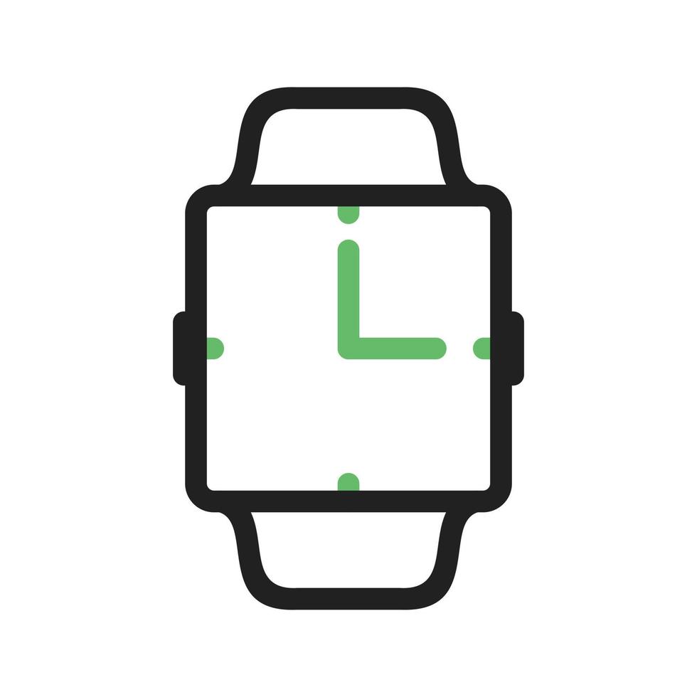 Analog Clock Line Green and Black Icon vector