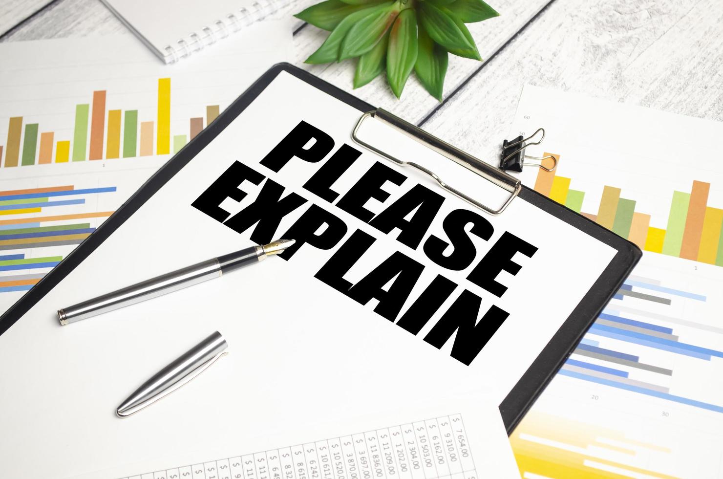 Text PLEASE EXPLAIN concept on chart background photo