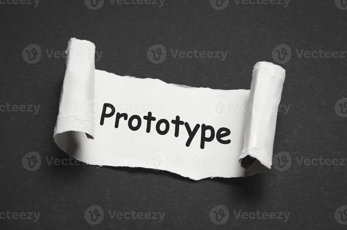 Prototype. grey torn paper banner with text label. photo