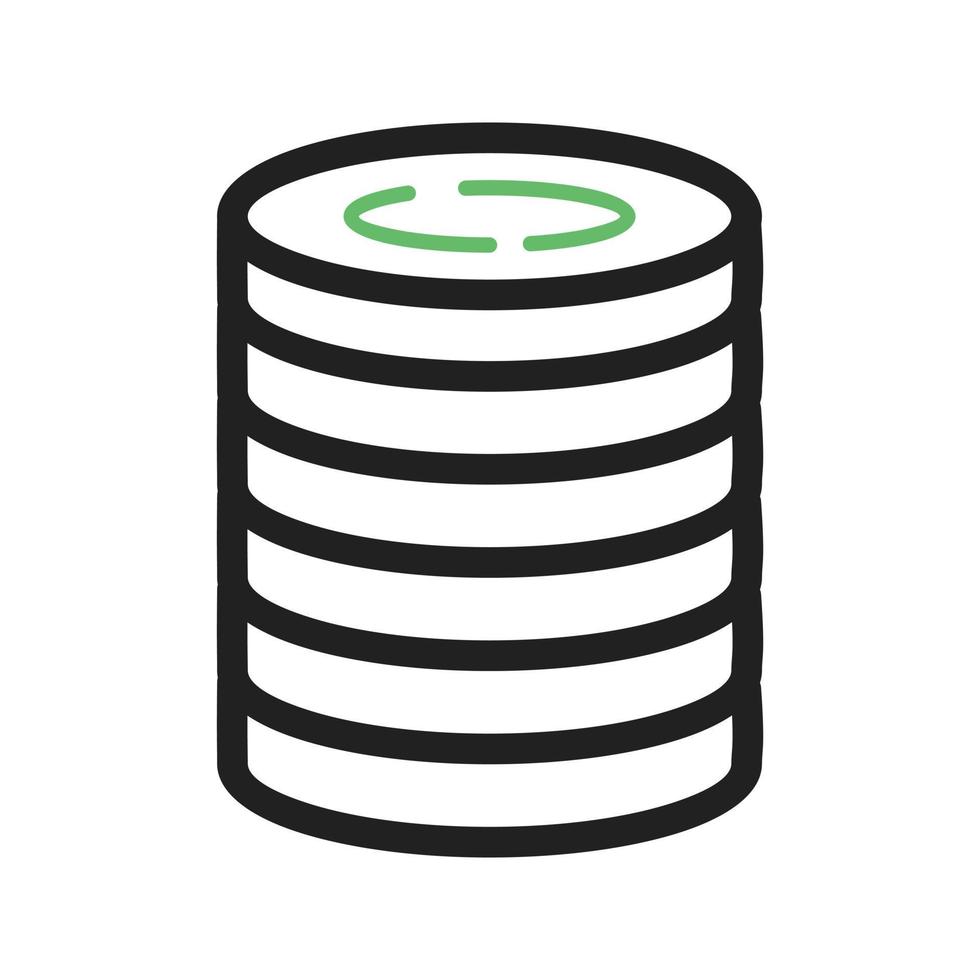 Stack of Coins Line Green and Black Icon vector