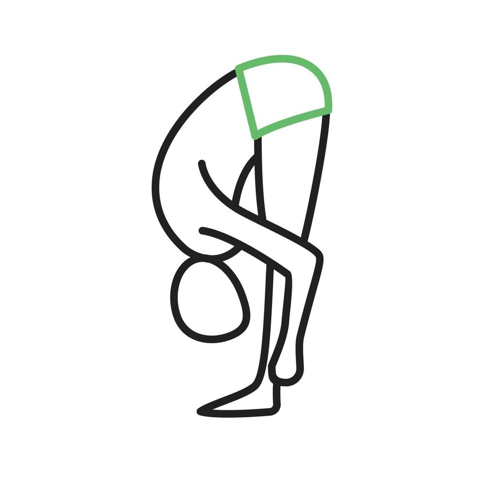 Forward Bend Pose Line Green and Black Icon vector