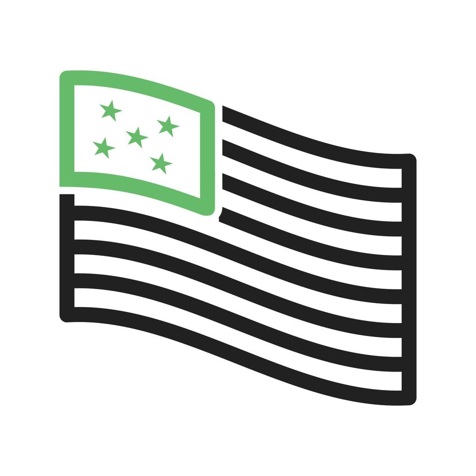 American Flag Line Green and Black Icon vector