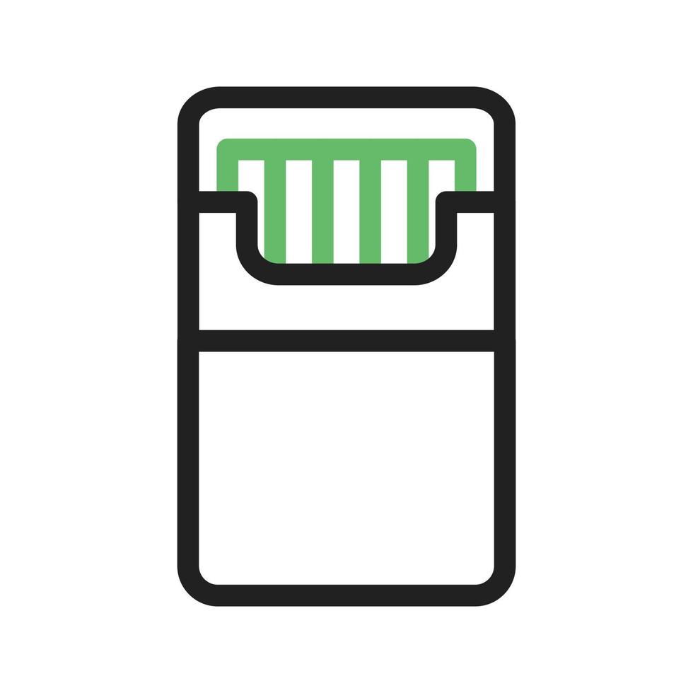 Packet of Cigarettes Line Green and Black Icon vector