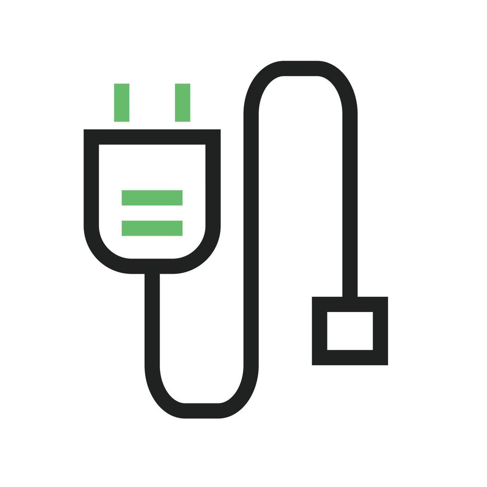 Power Cable Line Green and Black Icon vector