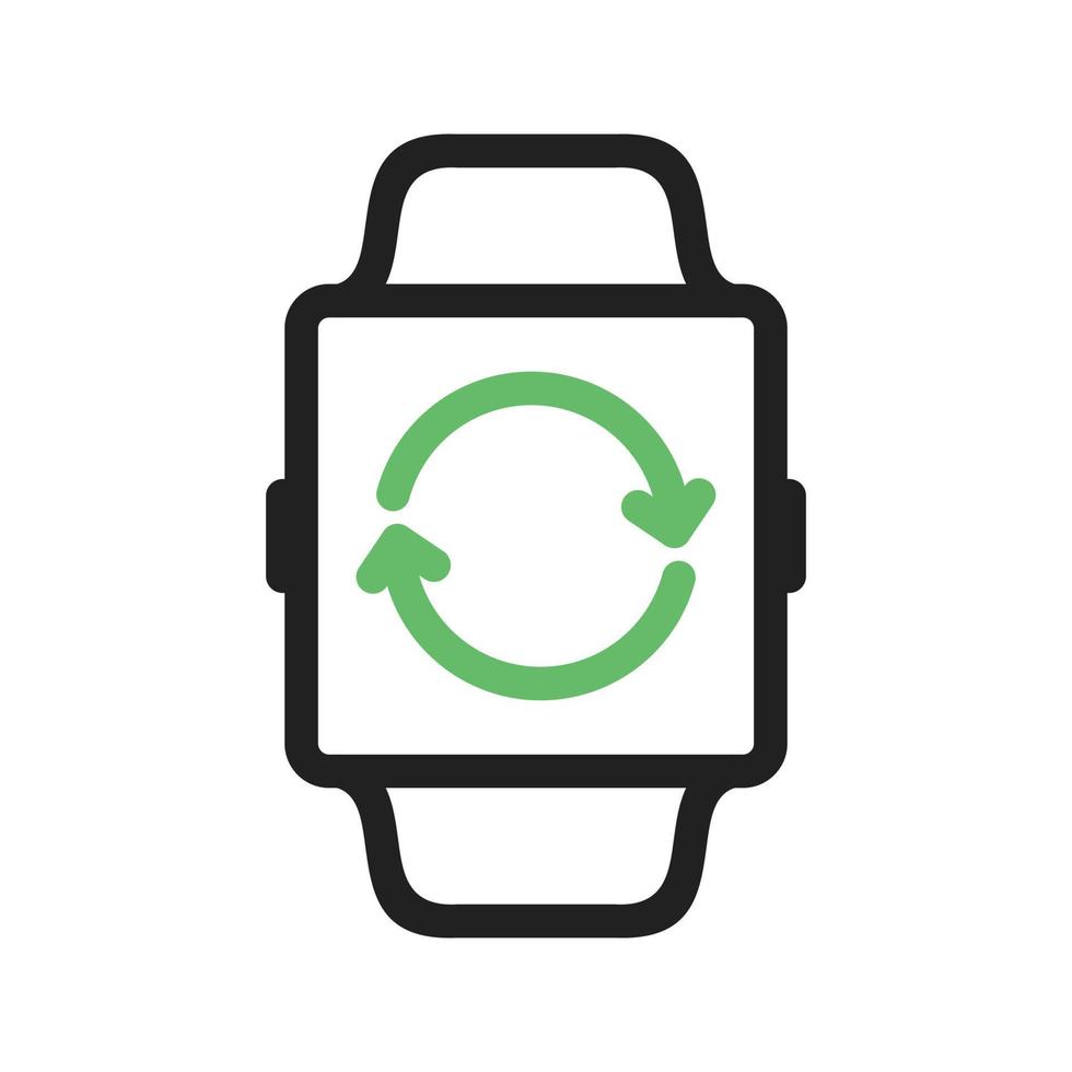 Watch Refresh Line Green and Black Icon vector