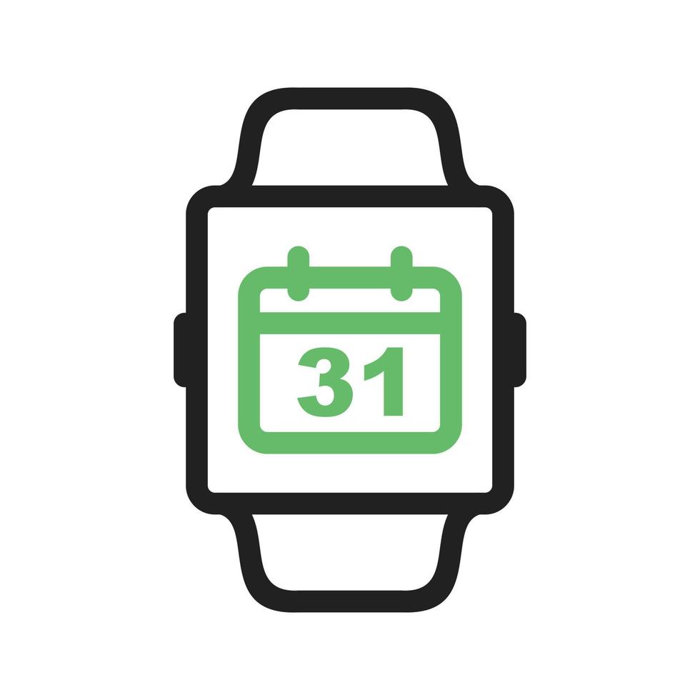 Calendar App Line Green and Black Icon vector