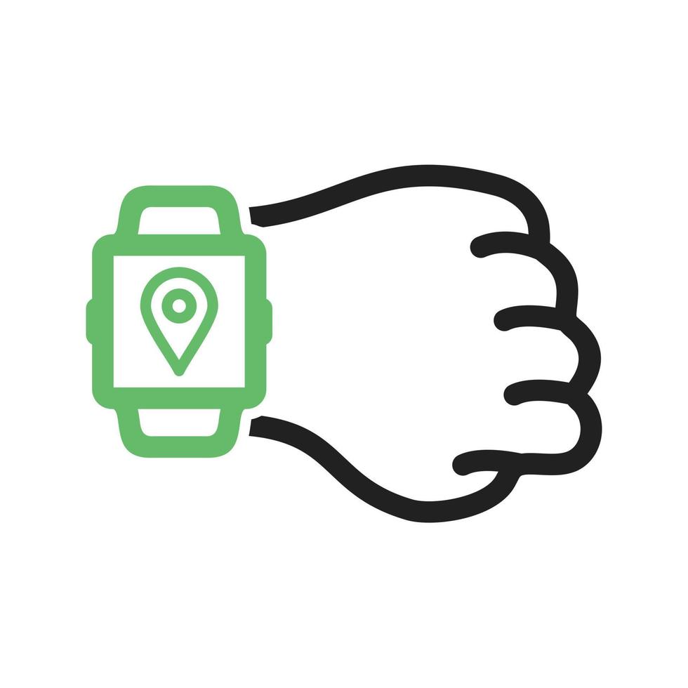 Location on Watch Line Green and Black Icon vector
