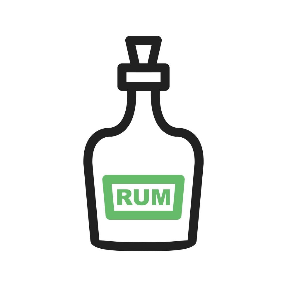 Bottle of Rum Line Green and Black Icon vector