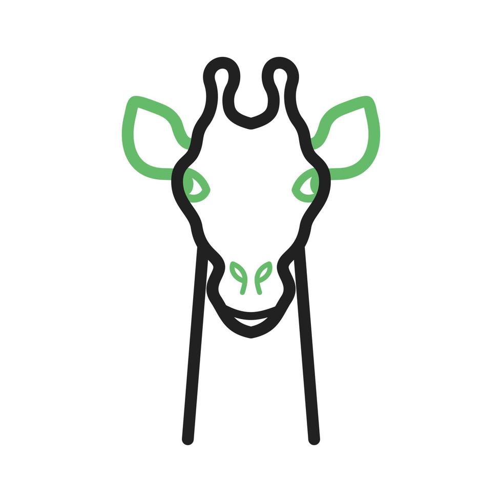 Giraffe Face Line Green and Black Icon vector