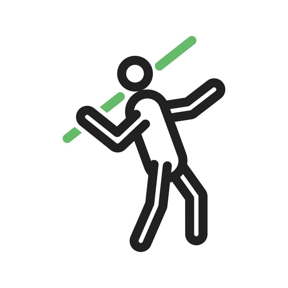 Javelin Throw Line Green and Black Icon vector