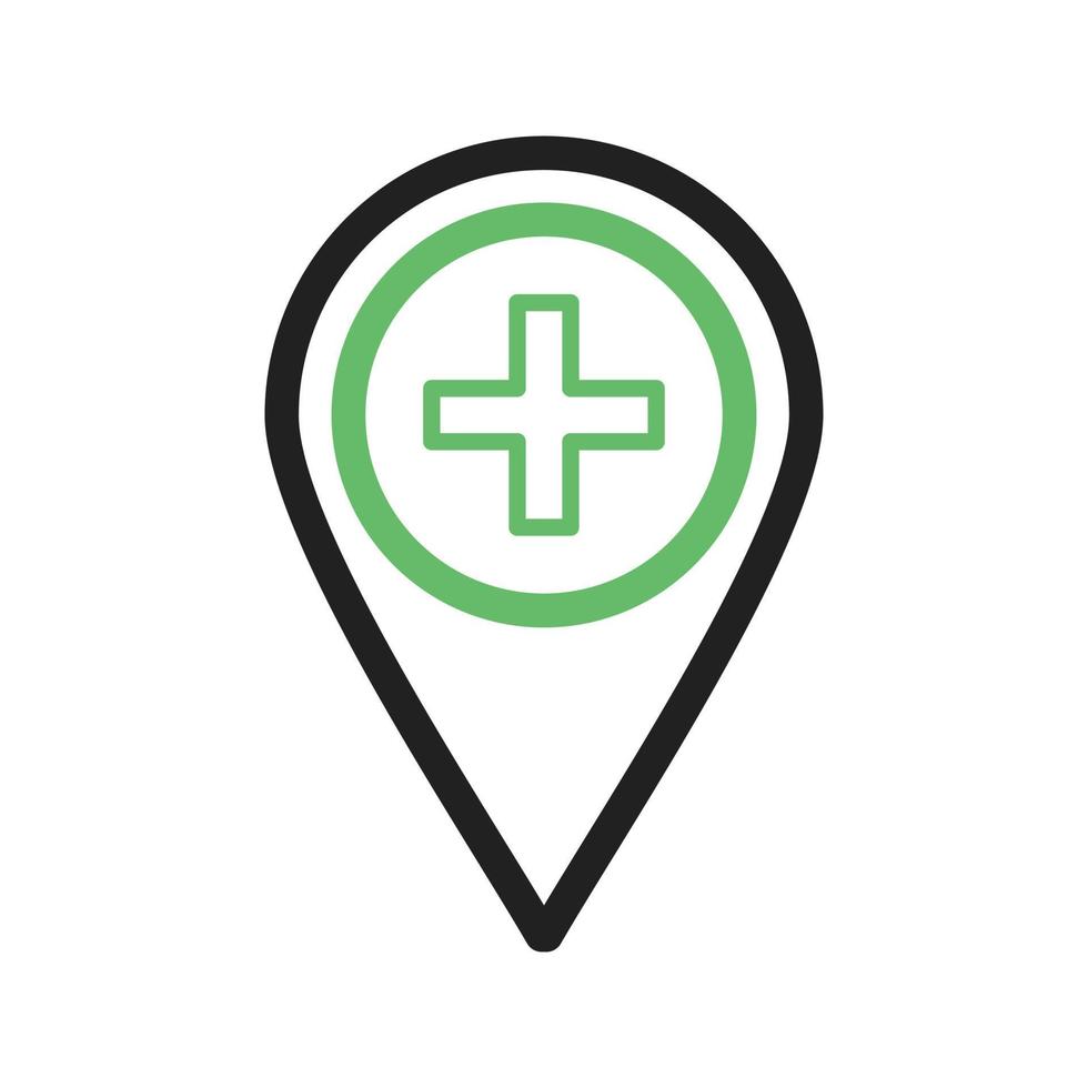 Hospital Location Line Green and Black Icon vector