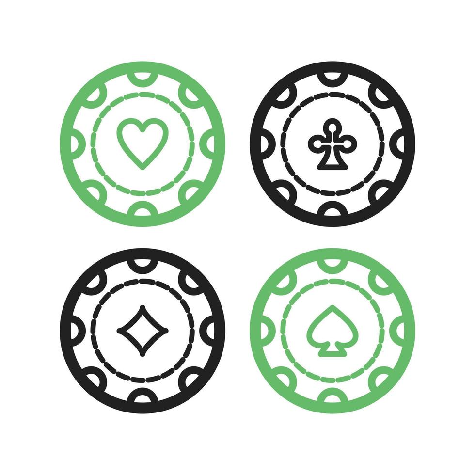 Casino Chips Line Green and Black Icon vector