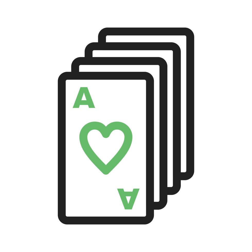 Deck of Cards Line Green and Black Icon vector