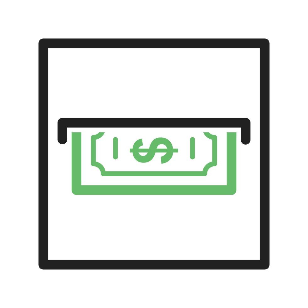 Slot of Bills Line Green and Black Icon vector